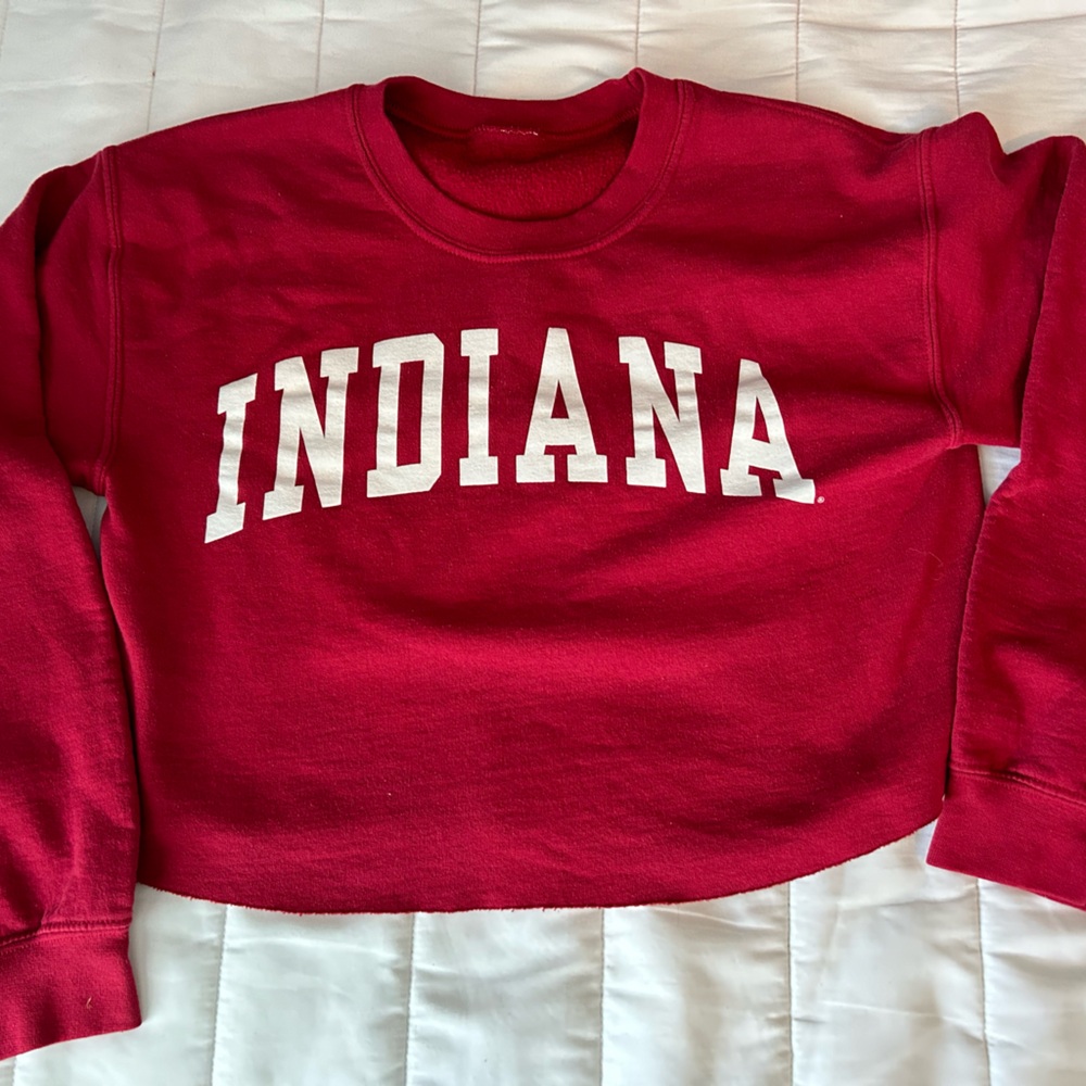 Red Indiana University Hoosiers Cropped Sweatshirt